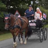 Centenarian Sheila Reynolds enjoying a surprise ride in a horse and carriage to mark her 100th birthday