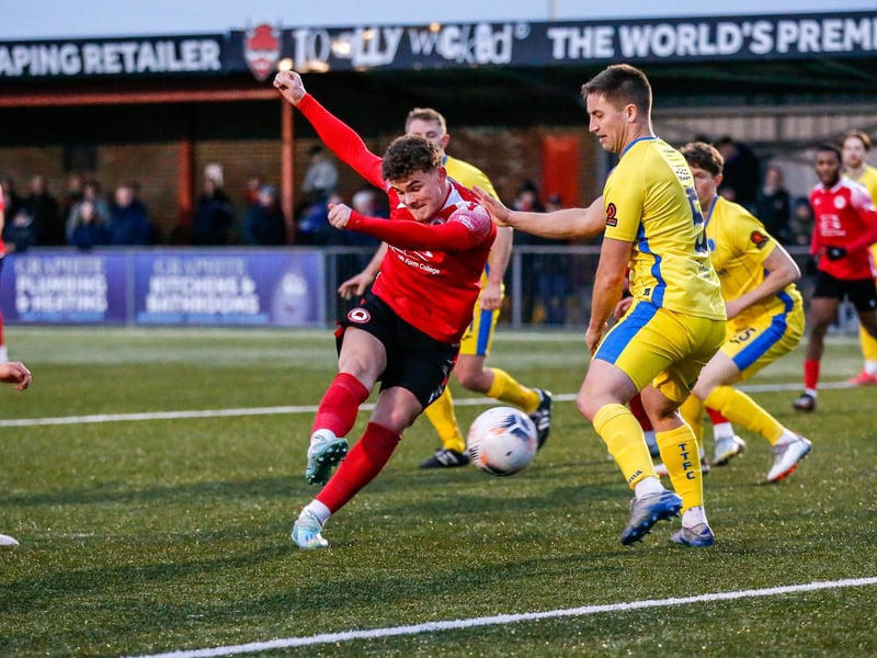 Action from Eastbourne Borough v Taunton Town at Priory Lane in National League South
