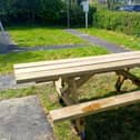 New inclusive picnic bench at Battle Road play area.