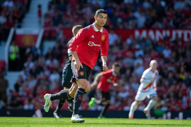 Cristiano Ronaldo of Manchester United in action during the pre-season friendly match between Manchester United and Rayo Vallecano (Photo by Ash Donelon/Manchester United via Getty Images)