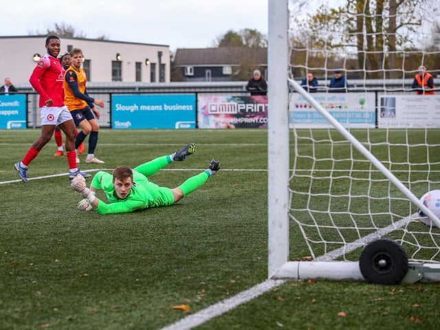 Action from Eastbourne Borough's 5-1 win at Slough Town in the National League South