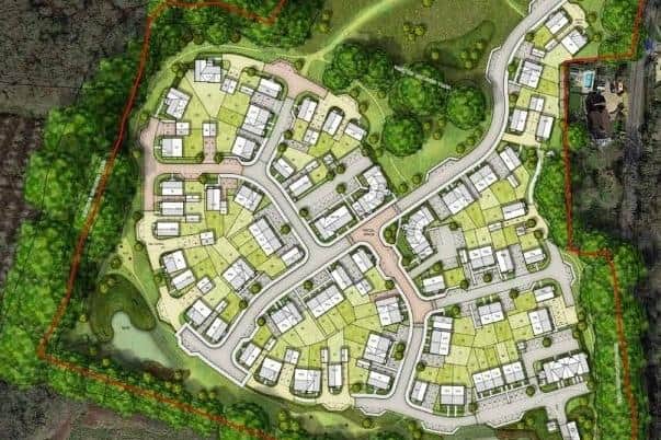 Layout for a development of 96 homes at Rascals Farm, Southwater. Image: Catesby Estates