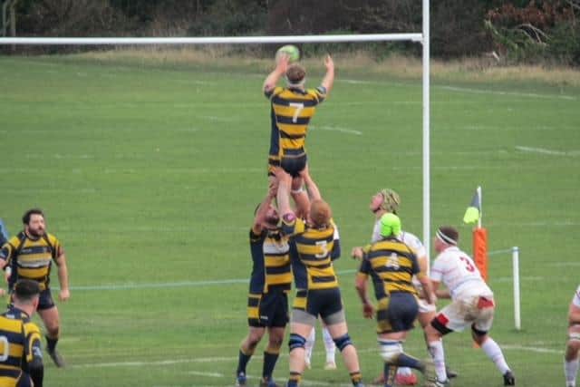 Eastbourne in lineout action at KCS Old Boys | Picture: Peter Goad