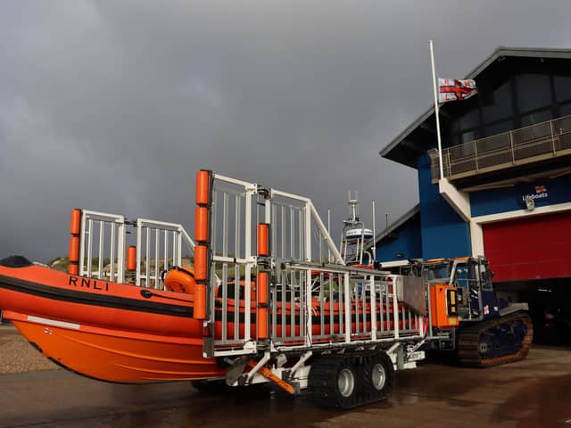 New faster Atlantic lifeboat is trialled at Hastings. Pics by Kevin Boorman