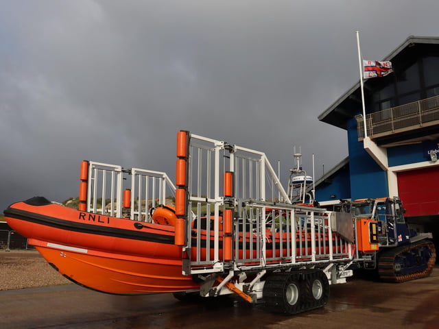 New faster Atlantic lifeboat is trialled at Hastings. Pics by Kevin Boorman