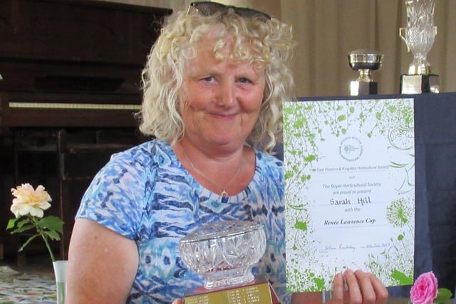 Sarah Hill won the Renee Lawrence Cup for the best specimen rose