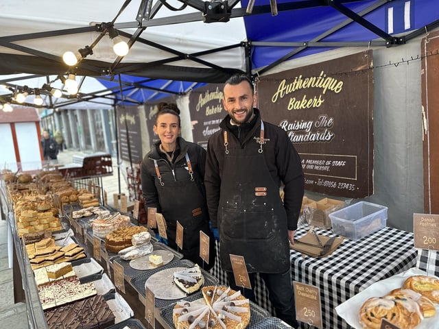 Authentique Bakers braving the December chill to bring hungry customers their cakes and croissants.