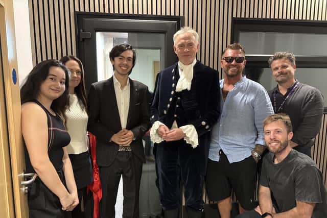 The High Sheriff of West Sussex Gary Shipton opens Studio Inconclusive in Chichester with the director and founder Cadyn Lewis surrounded by family, supporters, and those who made the venture possible. Photo: contributed