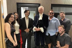 The High Sheriff of West Sussex Gary Shipton opens Studio Inconclusive in Chichester with the director and founder Cadyn Lewis surrounded by family, supporters, and those who made the venture possible. Photo: contributed