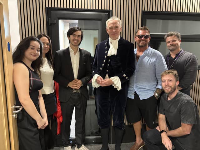 The High Sheriff of West Sussex Gary Shipton opens Studio Inconclusive in Chichester with the director and founder Cadyn Lewis surrounded by family, supporters, and those who made the venture possible. Photo: contributed