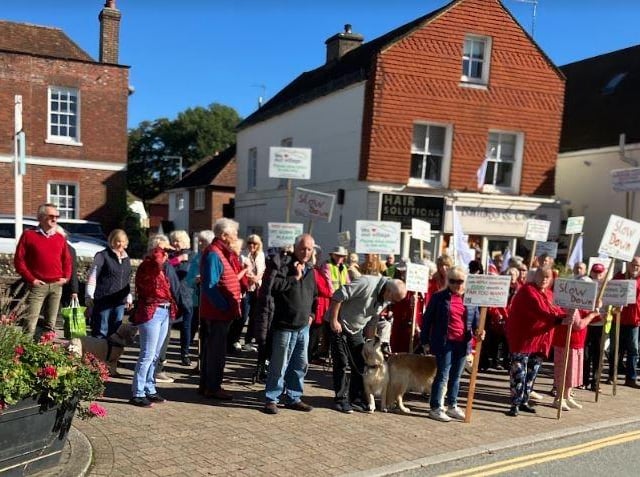 More than 70 people took part in the traffic protest in Storrington on Saturday