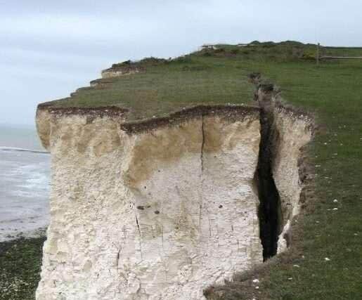 The crack spanned for several metres along the cliffs, near Seaford, but has now gone.
