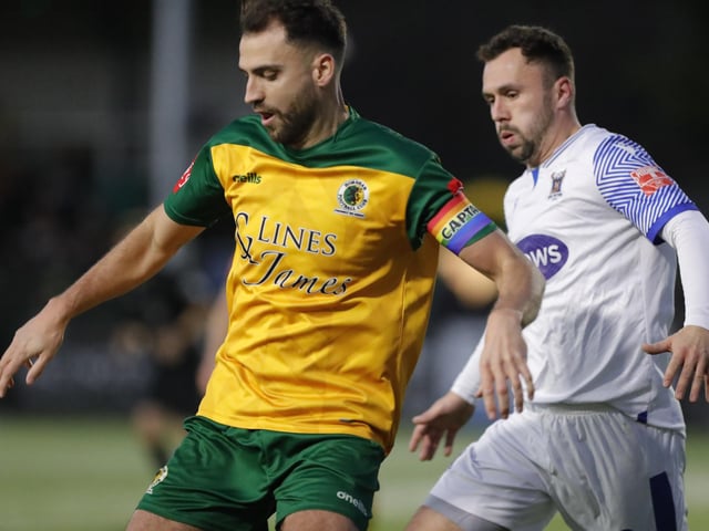 FA Trophy action between Horsham and AFC Totton