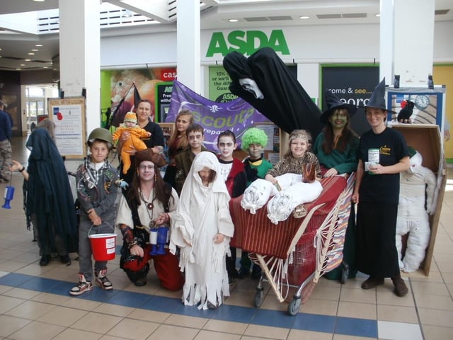 Hailsham scouts collecting in Hallowe'en costume in The Quintins shopping centre in 2013.