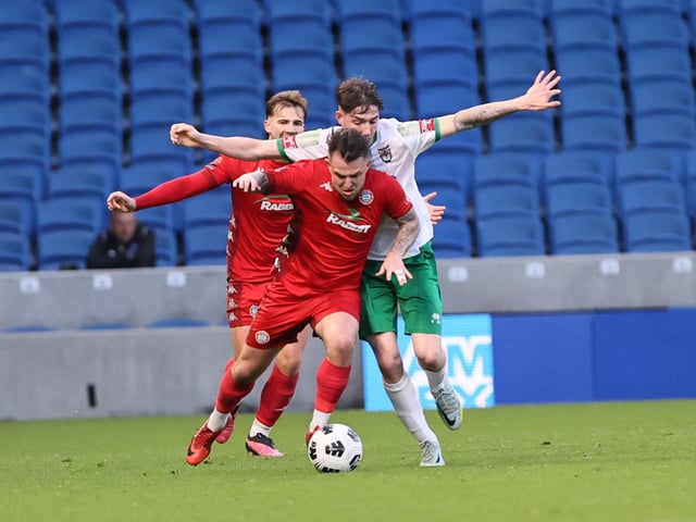 Action and celebrations as Worthing take on Bognor Regis Town in the Sussex Senior Cup final at the Amex Stadium - and win 8-7 on penalties