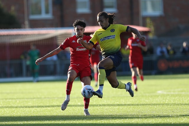 Action from Worthing's National League South clash at home to Farnborough at Woodside Road