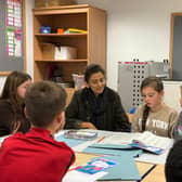 Nusrat Ghani MP with representatives of the Pupil Parliament at White House Academy in Hailsham