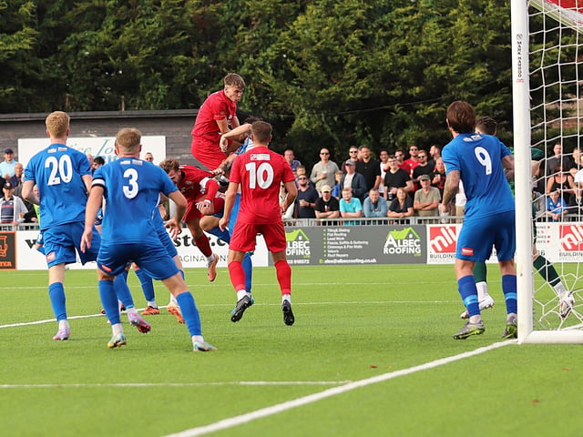 National League South action at Woodside Road between Worthing and Truro City