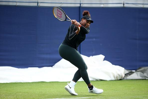 23-times Grand Slam champion Serena Williams in action on the practice courts at Devonshire Park