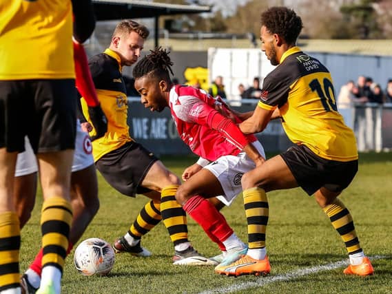 Action from Eastbourne Borough's 1-0 defeat at Cheshunt in National League South