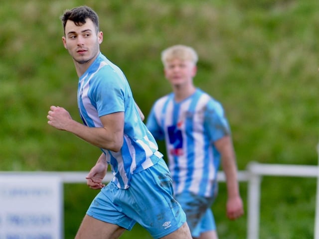 Action from Worthing United's 2-2 draw with Wick in the SCFL Division 1