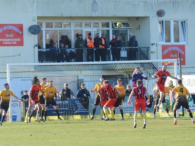 Action from Littlehampton Town's 1-1 draw with Sittingbourne at The Sportsfield in the Isthmian south east division