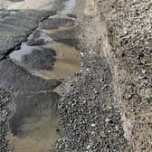 The pothole in Mare Hill Road, Pulborough. Photo contributed