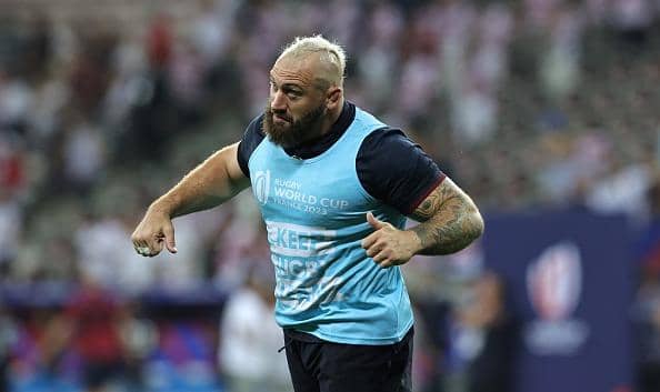 Joe Marler of England, who assisted Courtney Lawes in scoring a try, with a header, received a special deliver from Brighton