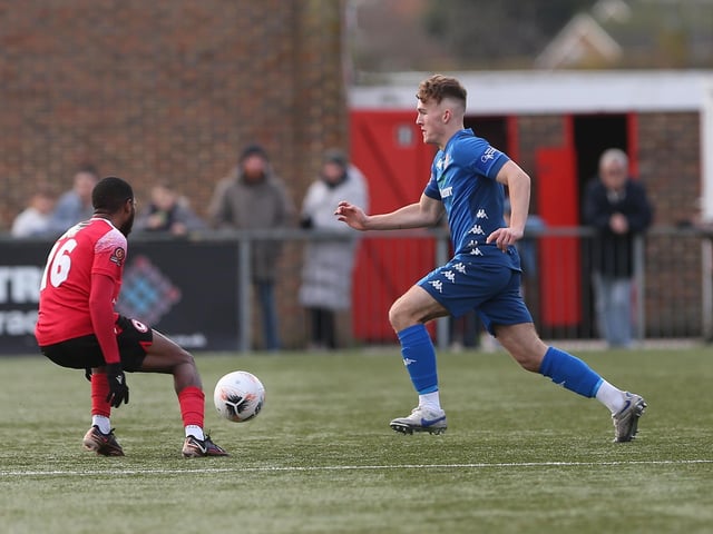 Action from Worthing's 2-0 National South win at Eastbourne Borough