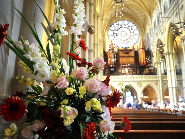 Corpus Christi Carpet of Flowers 2022 at Arundel Cathedral. Pic S Robards SR2206162