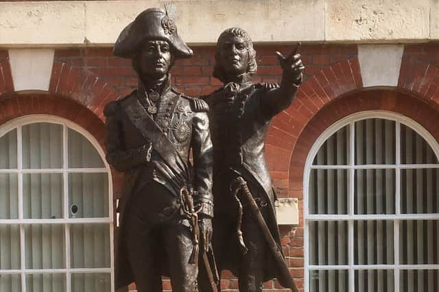 Life size sculpture of Admiral Lord Nelson and Sir George Murray in North Street, Chichester. Picture: The Novium Museum