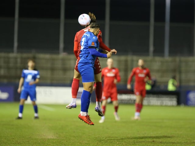 Action from Worthing FC's 1-1 draw at Chippenham in the National League South
