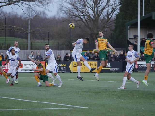 FA Trophy action between Horsham and AFC Totton