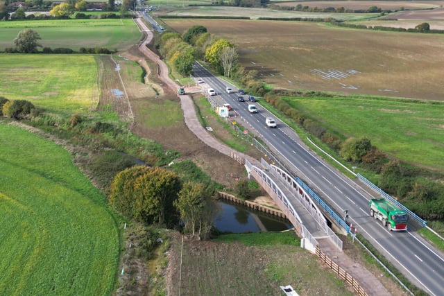 The £75 million pedestrian lane on the A27 will open to the public next month to reduce congestion on the road between Lewes and Polegate.