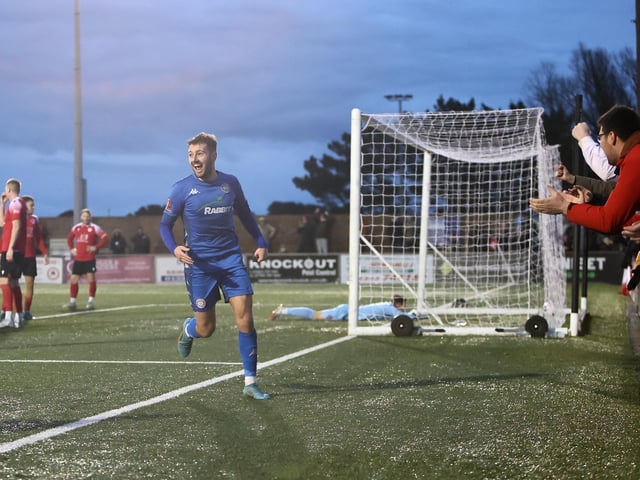 Action from Worthing's 2-0 National South win at Eastbourne Borough