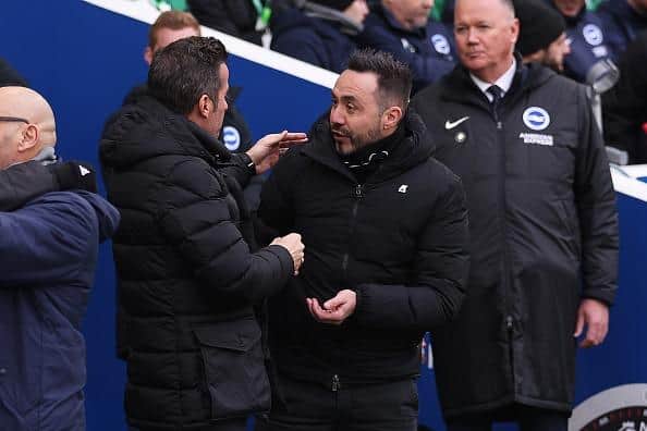 Brighton boss Roberto De Zerbi was sent off for his discussion with the referee in the tunnel
