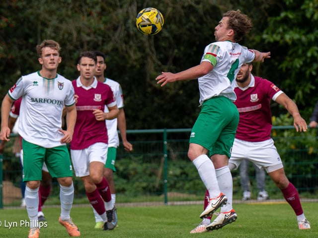Action from the Isthmian Premier Division match between Potters Bar Town and Bognor Regis Town. Pictures by Lyn and Trevor Phillips