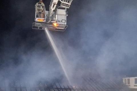 East Sussex Fire and Rescue Service sent six fire engines and an aerial ladder platform to the incident. Photo: ESFRS