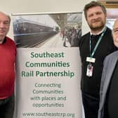 Photo caption (left to right): Sussex Downs Line Chair Norman Baker, GTR’s new Lewes area station manager Jim Crawford and Community Rail Line Vice-Chair Cllr Stephen Catlin