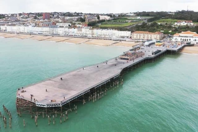 Aerial view of Hastings Pier