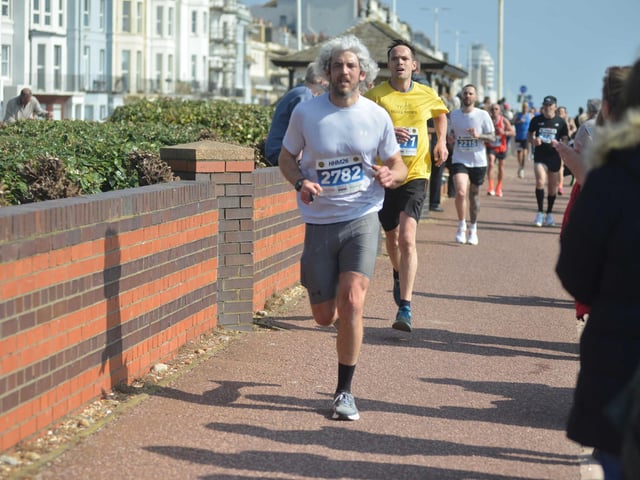 Images from the finish area at the 2026 Hastings Half Marathon