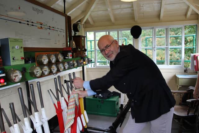 Andy Savage, chairman ofthe Railway Heritage Trust, officially reopened the Billingshurst Signal Box
