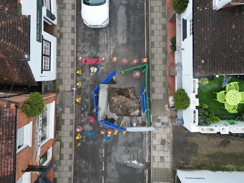 A sinkhole was reported in Church Street in Storrington in October and has still not been repaired