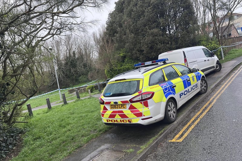 Sussex Police were spotted at a cordoned off area of Meridian Way in Peacehaven on Tuesday, March 19