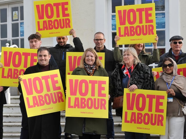 Labour councillors and supporters campaigning on Worthing seafront