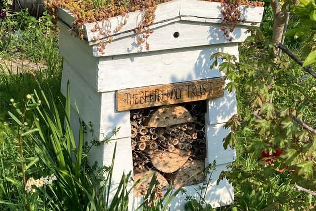 Bee hive used as a bug hotel at Lewes station garden as part of the team's commitment to sustainability and biodiversity