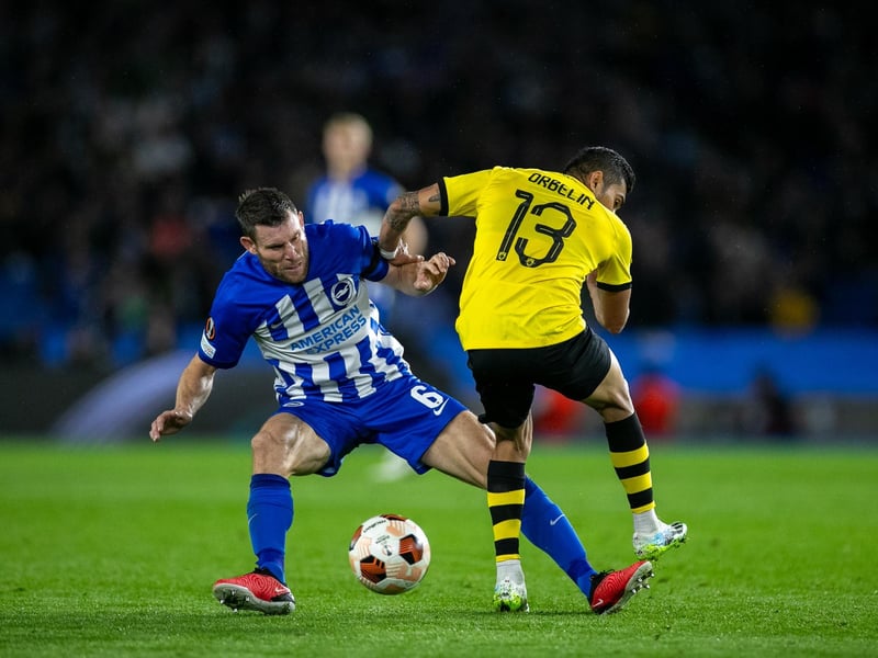 First player to play for five different English clubs in major European competitions. Got forward well in early stages and found himself in front of goal but couldn't find a shot and pass was blocked. Some good defending against quick forwards.