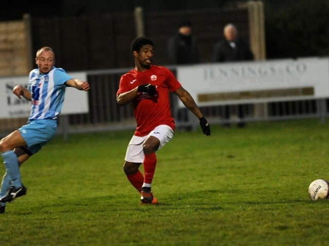 Action from Arundel FC's 2-1 win at home to Worthing United in the SCFL division one