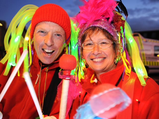Burgess Hill Bonfire Night in 2010. Ivan and Janice Mitchell from Celebration Samba