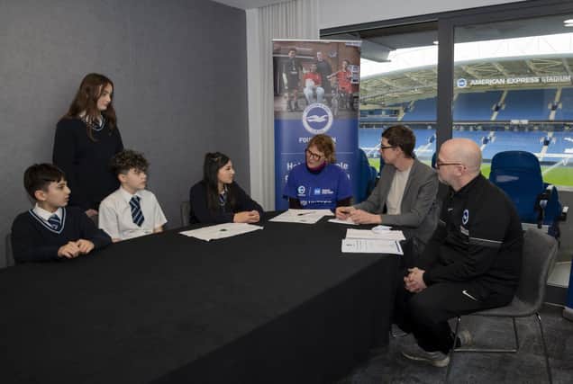 Students from Hove Park presenting their ideas to the panel at the Amex